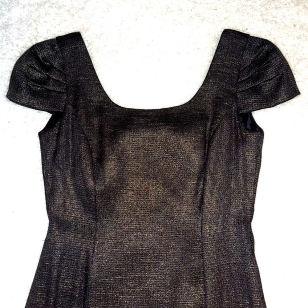 Antonio Milani Black & Gold A Line Cap Sleeve Cocktail/New Years Dress - Size 4